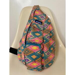 KAVU Rope Sling Crossbody Bag Teal/Pink Gorpcore Hiking Outdoor
